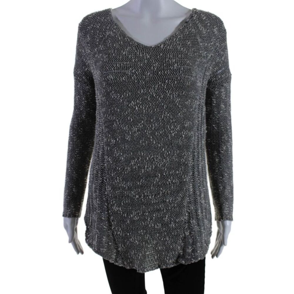 Helmut Women's Round Neck Long Sleeves Pullover Sweater Gray Size P